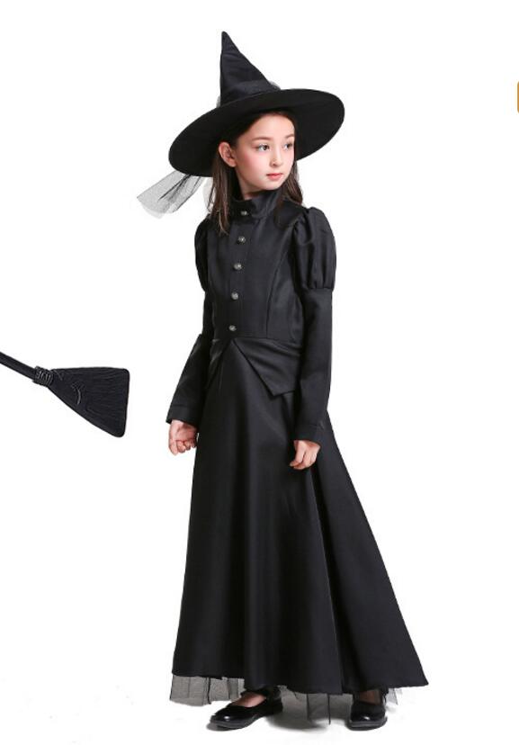 F68182 Hot Sale Girls Witch Costume, Halloween Children Classic Witchy Dress Up